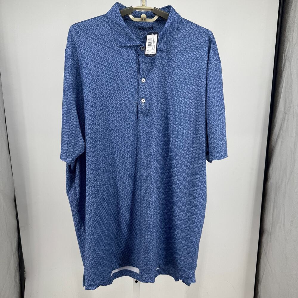 Johnnie-O Zazu Performance Golf Polo Shirt Mens XL Lake Blue Printed Golf Sports